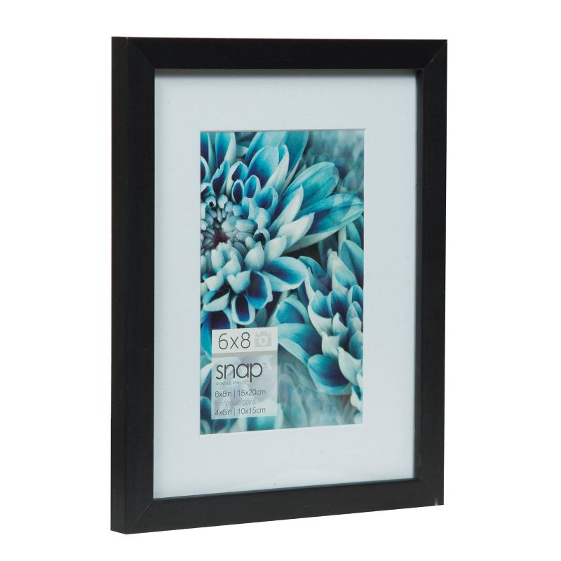 SNAP 6&#34;x8&#34; Black Tabletop and Wall Picture Frame with 4&#34;x6&#34; Single White Mat Opening, 2 of 5