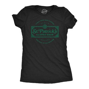 Womens St. Patricks Clover Shop T Shirt Funny Saint Paddy's Day Parade Graphic Novelty Tee For Ladies - Crazy Dog Women's T Shirt - 1 of 4