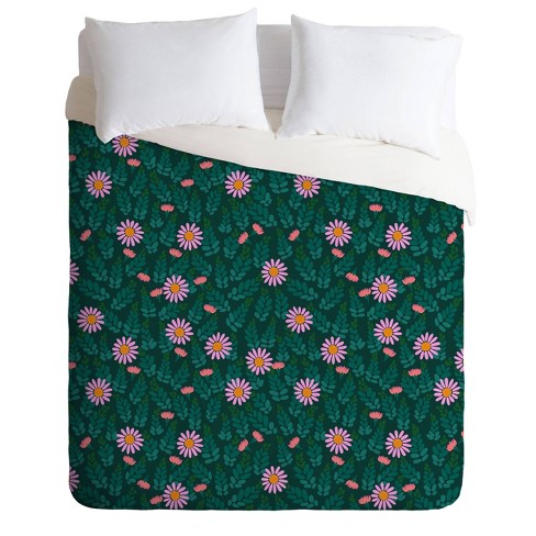 Hello Sayang Wild Daisies King Comforter Set Green Pink Target