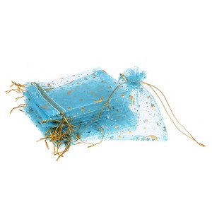 Unique Bargains Moon Star Printed Drawstring Mini Gift Candy Christmas Organza Bags 50 Pcs - 1 of 4
