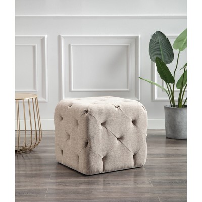 19" Square Pintucked Ottoman - WOVENBYRD