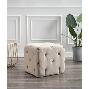 19" Square Pintucked Ottoman - WOVENBYRD - 1 of 4