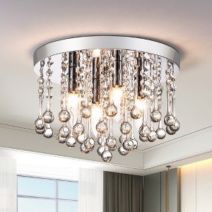Maxax 11.8" Chorme Crystal Chandelier Flush Mount - 1 of 4
