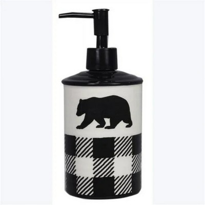 LunaLulinlk Plaid Bear Cabin Ceramic Soap Dispenser