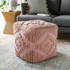 Livabliss Yolanda 18"H x 18"W x 18"D Bohemian/Global Rose Pouf: Square Polyethylene Ottoman, Classic Pattern - 2 of 3