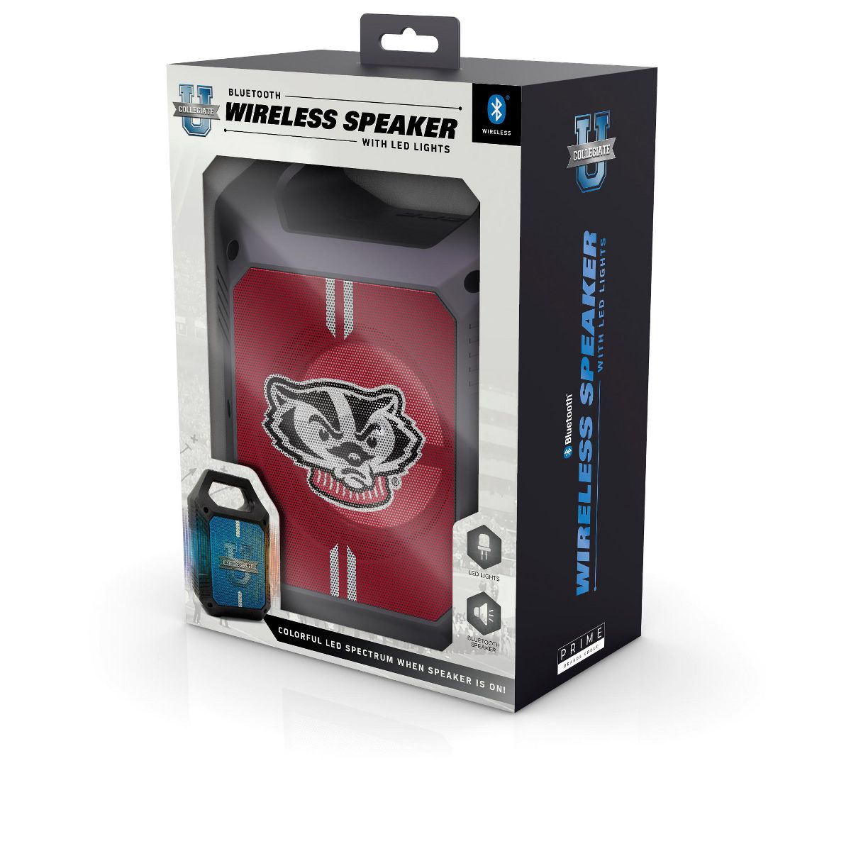 SOAR Collegiate ShockBox XL LED Wireless Bluetooth Speaker- Wisconsin Badgers - thumbnail 2