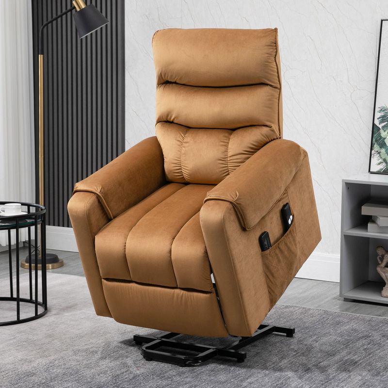 HOMCOM Electric Power Lift Recliner, Velvet Touch Upholstered Vibration Massage Chair with Remote Controls & Side Storage Pocket, 2 of 7
