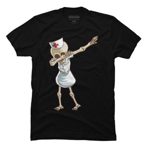 Men's Design By Humans Halloween Dabbing Funny Skeleton Nurse RN Costume Gift By COVI T-Shirt - 1 of 4