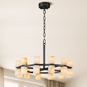 23-31" Round Kitchen Island Alabaster Black Chandelier - 1 of 4