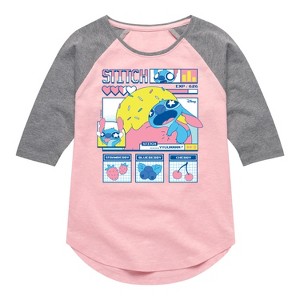 Girls' - Disney - Stitch Food Kawaii Shirt Tail Raglan Graphic T-shirt - 1 of 3