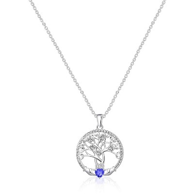 Molenia Tree of Life Necklace for Women, 925 Sterling Silver Birthstone Family Tree of Life Pendant Birthday Gifts