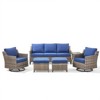 Buenhomino 6 Piece Patio Conversation Sets with Sofa Couch, Rattan Wicker Swivel Chairs with 2 Ottoman, Coffee Table & Cushions, Outdoor Furniture Set - 2 of 4