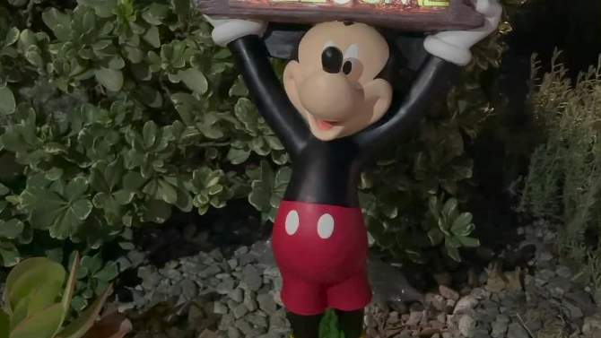 Disney 22.25&#34; Mickey Mouse Solar Resin/Stone Statue With A Welcome Sign, 2 of 8, play video