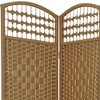 5 1/2 ft. Tall Fiber Weave Room Divider - Natural (4 Panels): Oriental Furniture, Hardwood Frame, No Assembly Required - 2 of 3