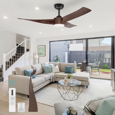52"Ceiling Fan with Lights Remote Control Dimmable 7 Speeds Reversible Noiseless Modern DC Motor Ceiling Fan for Low Ceiling Kitchen