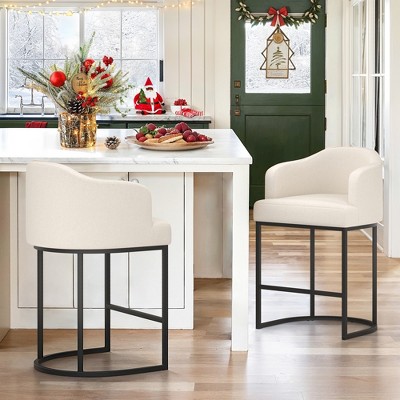 Arceso 2pcs Counter Height Bar Stools, Modern Counter Stools Upholstered Barstools, with Curved Backrest and Arms