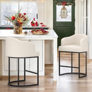 Arceso 2pcs Counter Height Bar Stools, Modern Counter Stools Upholstered Barstools, with Curved Backrest and Arms - 1 of 4