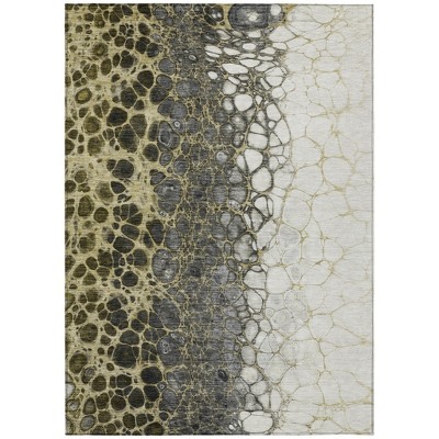 Beige Taupe And Chocolate Abstract Washable Indoor Outdoor Area Rug