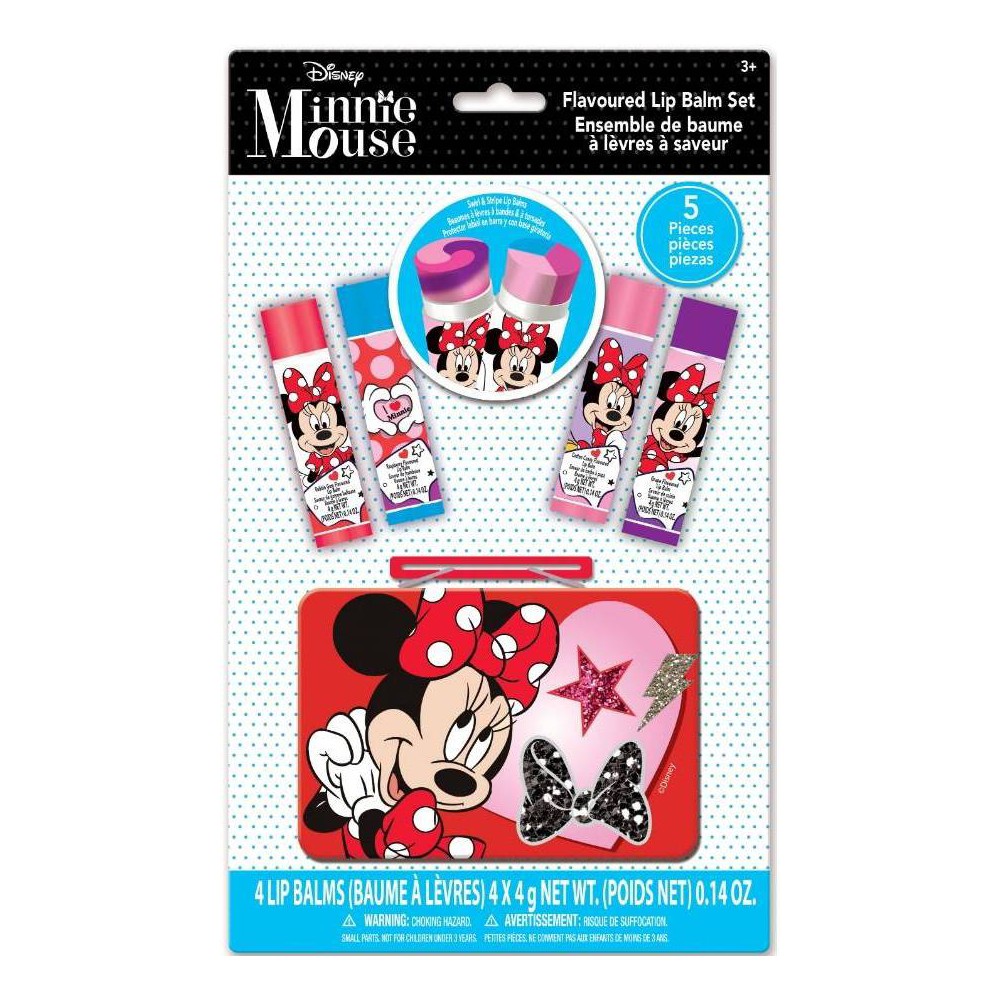 Disney Minnie Mouse Flavored Lip Balm Set with Metal Case