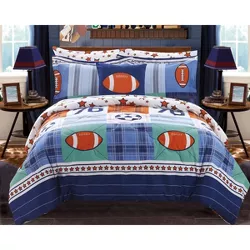 Blue Chic Home Sport Camp 5 Piece Comforter Set Star Athlete Theme Youth Design Bedding-Throw Blanket Decorative Pillow Shams Included Full 