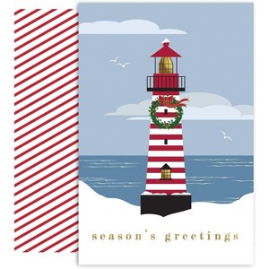 Masterpiece Studios Holiday Collection Petites 18-Count Cards, Striped Lighthouse - 1 of 1