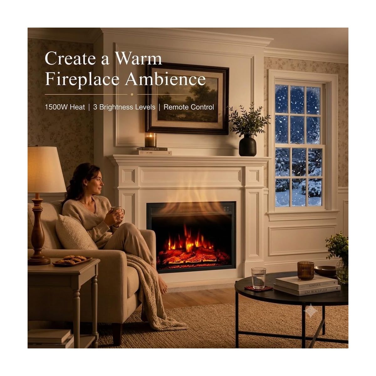 23" Recessed Electric Fireplace, 1500 W Built-In Heater box Heater for Indoor Wall Installation, Remote Control 3 Flame, 0.5-9 H Timer - thumbnail 5