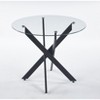Glass Top Dining Table with Gold Cross Metal Legs, Round End Table Coffee Table, Space-Saving Kitchen Table - ModernLuxe - 3 of 4