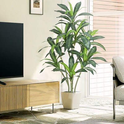 Garvee Artificial Dracaena Tree Fake Plant, 5.5FT Faux Tropical Yucca Floor Plant Tree in Pot for Home Decor Indoor Outdoor Office Decor Green