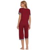 Cheibear Womens Round Neck Pajama Set With Capri Pants Casual Lounge  Sleepwear Red Small : Target