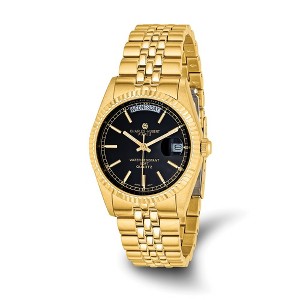 Black Bow Jewelry Charles Hubert Mens Gold-plated Black Dial Panther Link Watch - 1 of 4