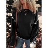 BLUEMING Womens Sweaters Fashion Crewneck Loose Long Sleeve Casual Contrast Cable Knit Pullover Sweater Tops - 4 of 4