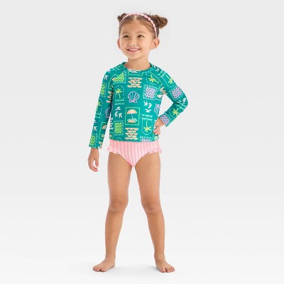 Toddler Girls' Long Sleeve Rash Guard Tankini Set - Cat & Jack™