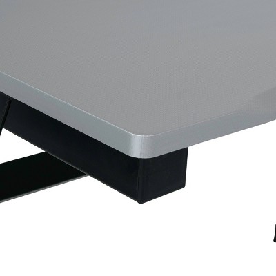 45" Black Steel Curved Gaming Desk with USB Ports and Cup Holder
