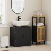 kleankin Pedestal Under-Sink Cabinet, Bathroom Storage Unit with Double Doors and Adjustable Shelf, Black - 2 of 4