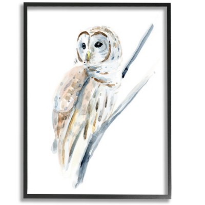 Stupell Industries Soft Arctic Owl Perched on Minimal Branch