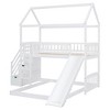 PAGED Twin over Twin Bunk Bed House Shaped Wooden Bed Frame with Guardrails and Slide for Bedroom - 4 of 4