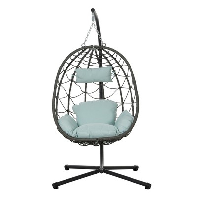Maggift Patio Seating Sets Steel，Garden，Balcony and Outdoor Hanging Egg Chair With Iron Frame, Green, 39.3"*37"*74.8"