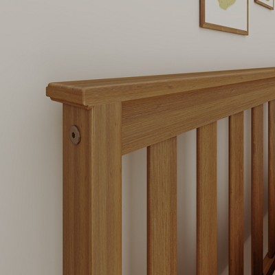 Pecan Pine Queen Bed Frame with Slatted Headboard
