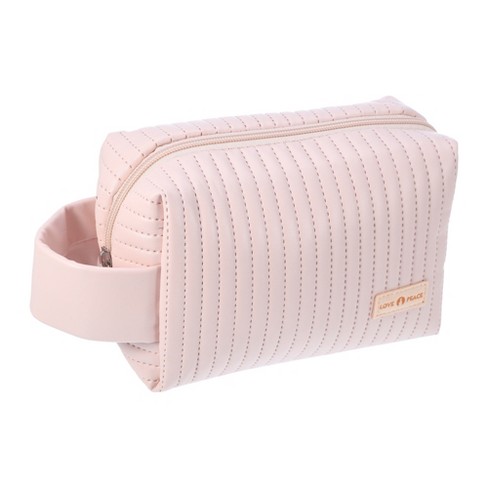 Unique Bargains Faux Leather Small Makeup Bag Pink : Target