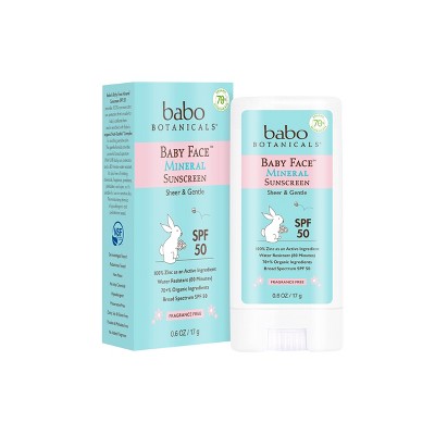 Babo Botanicals Baby Face Mineral Sunscreen Stick - SPF 50 - 0.6oz