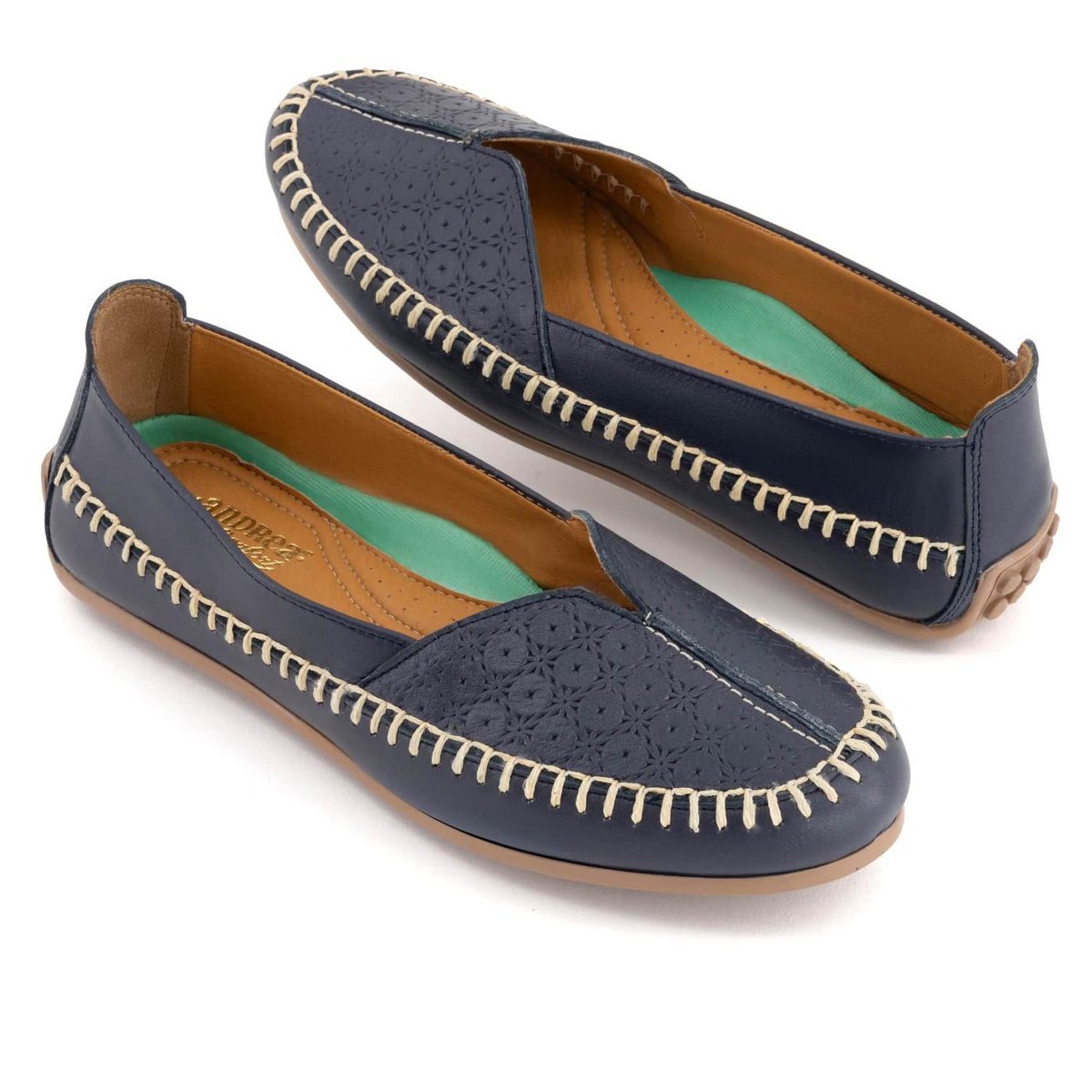 Женские туфли Andrea Women's Ultra Comfort Leather Loafers 94764-3888148 Navy Blue 8 — фото 3
