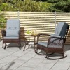 Tangkula 3 Piece Patio Rocker Set Outdoor Wicker Rocking Chairs with Double-Layer Coffee Table Rattan Rocker Chair Set with Seat Back Cushions & Pillows Beige/Gray/Blue/Red - 2 of 4