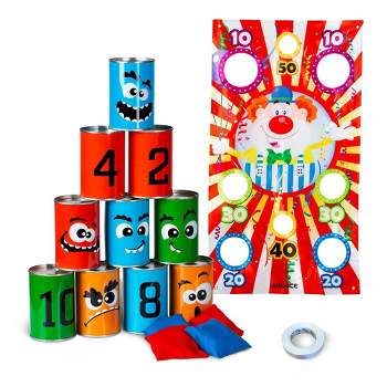 B. toys- Ring Toss Game- Indoor & Outdoor – Sling-a-Ring Toss – 12 pcs – 5  Pegs & 5 Colorful Rings – for Toddlers, Kids – 3 Years +