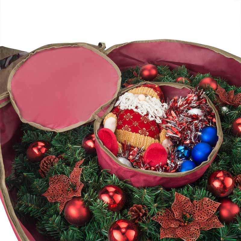 Elf Stor 48&#34; Ultimate Holiday Christmas Wreath Storage Bag Red, 4 of 6
