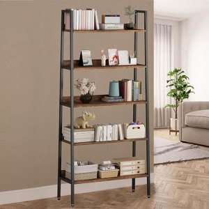 67 Inch Tall Bookshelf, 5-Tier Bookcase with Open Shelves, Farmhouse Wood Storage Rack with Adjustable Feet, Book Shelf Organizer for Living Room - 1 of 4
