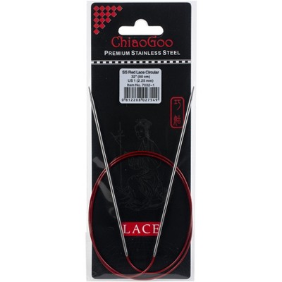 ChiaoGoo Red Lace Stainless Circular Knitting Needles 32"-Size 1/2.25mm