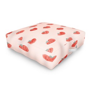 Emanuela Carratoni Strawberries on Pink Outdoor Floor Cushion - Deny Designs - 1 of 2