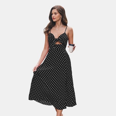 Women's Chic Polka Dot Maxi Dress with Cutout Detail - Cupshe