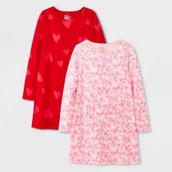 Girls' 2pk Adaptive Long Sleeve Valentines Day Dress - Cat & Jack™ Red/Pink