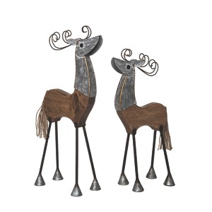 Transpac Metal 16.5 in. Multicolor Christmas Curled Antlers Regal Reindeer Set of 2 - 1 of 4